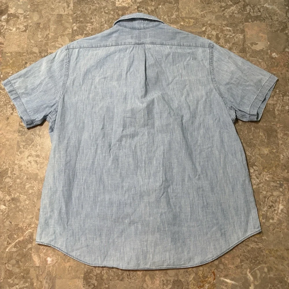 Polo Ralph Lauren Shirt Mens 2XL Blue Chambray Short Sleeve Button Work